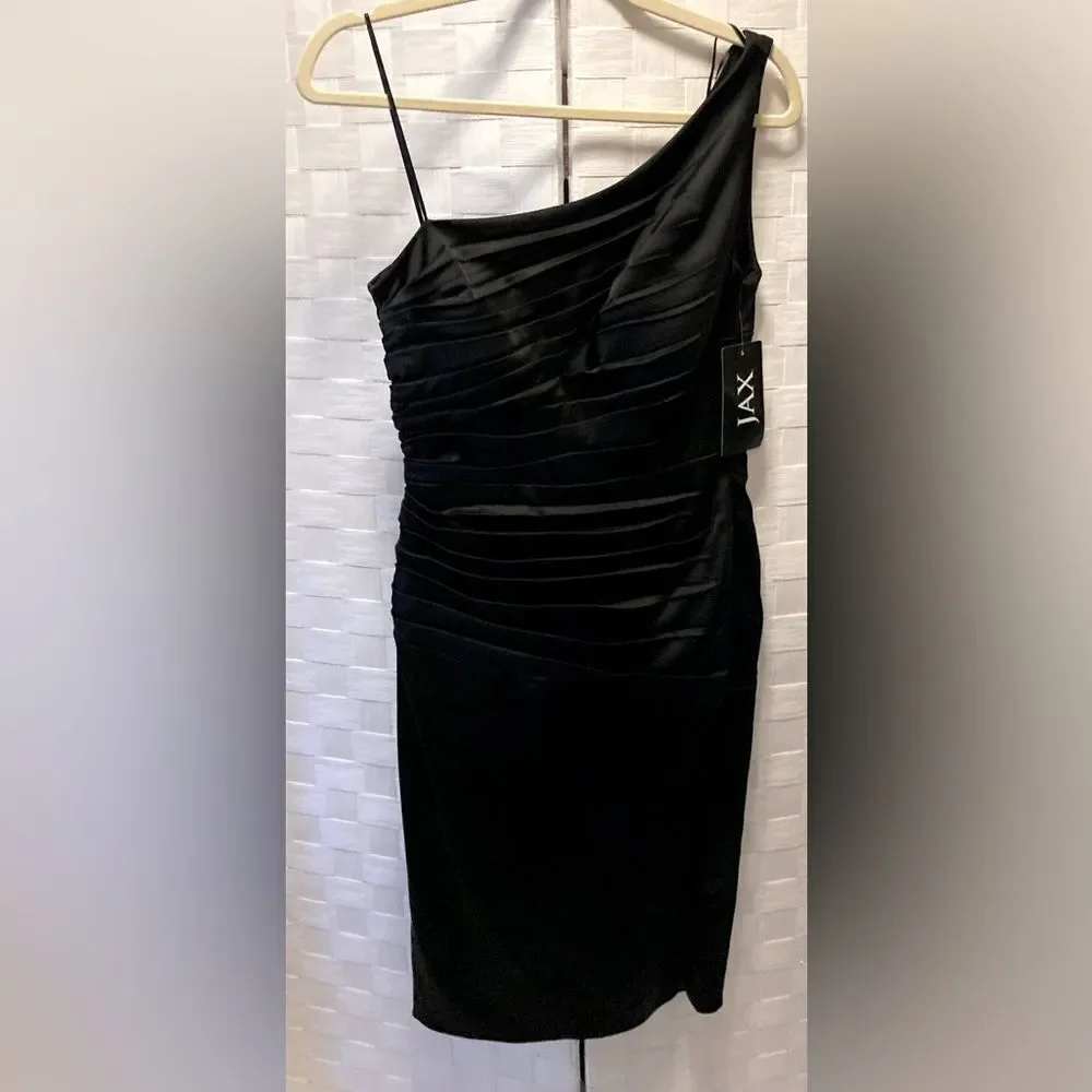 NWT JAX Black one shoulder cocktail dress Size 6